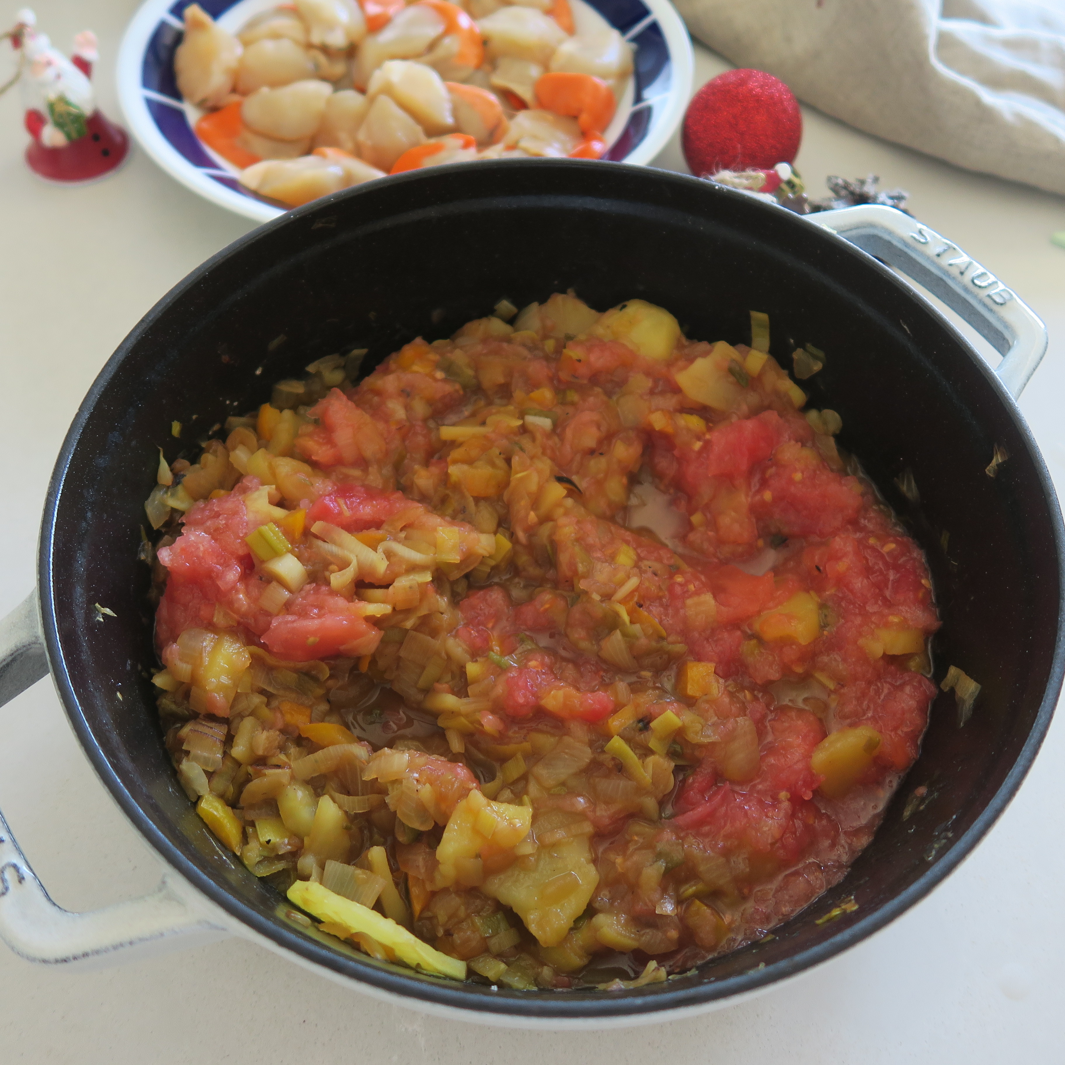 Sofrito para sopa de mariscos